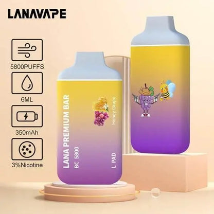SGVape-LANA-PREMIUM-BAR-5800-PUFFS-HONEY-GRAPE-SG-Vape-Hub